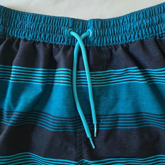 Unique discontinued Nike Perry Ellis Europe Stripe Swim Trunks Men M Blue White - Picture 2 of 5